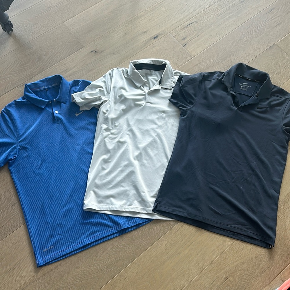 Lot of 3 Nike Golf Polo Shirts Size Small
